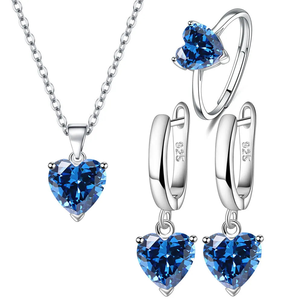 925 Sterling Silver Heart-Shaped Jewelry Sets